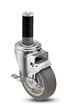 Shepherd Institutional Series 5 Diameter Ball Bearing Urethane Wheel Swivel Caster with Tread Brake 
