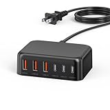 充電器 合計100W 6ポート USB急速充電器 USB コンセント ACアダプター PD 20W USB C 充電器 タイプc アダプタ 電源タップ 充電器 USB タップ 急速 携帯充電器 アイフォン iPhone 充電器 充電ステーション iPhone/Galaxy/Android/スマートフォン タブレットなどその他機器対応 ブラック