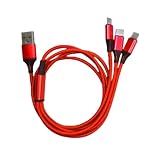 YIYI 充電ケーブル ライトニングケーブル USB Type C Micro USB 3in1 2A急速充電対応 1.2m (レッド)