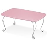 カブリオールレッグテーブル (ベビーピンク) 【くるんとした猫脚が可愛い】折脚 折りたたみ