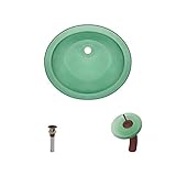 ugm-emeraldアンダーマウント、オイル研磨ブロンズWaterfallガラスバスルームシンク蛇口、とグリッドドレイン