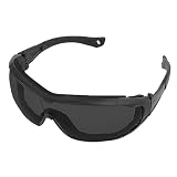 Hubiuyo 固定ストラップ付きゴーグル サイクリング UV カット サングラス タクティカルゴーグル UV 保護防風サングラス 固定ストラップ付き サイクリング 狩猟 CS エアガン ペイントボール用 (ブラック)
