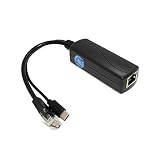 ギガビットタイプCPoEスプリッター5V2.4A出力、IEEE802.3af標準10,100,1000Mbps48V-5VタイプCRJ45ポートパワーオーバーイーサネットUSBスプリッターアダプターRaspberry Pi 4、タブレット、Dropcam(TYPEC0502Gブラック)