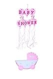 Baby Shower Wall Decorations - Pink Baby Girl Little Princess Stroller Baby Shower Decor Felt Hangin