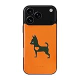 COGURE 互換 iPhone 17 ProMax ケース 本革 犬 COT 犬柄B オレンジ