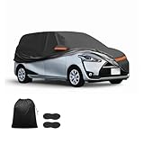 X AUTOHAUX 【トヨタ シエンタSIENTA 10系用】車ボディカバー 自動車カバー 新型100%防水生地&5層構造 軽量・女性でも楽々 裏起毛 塗装面保護 運転席ジッパー付き/ドア開閉可能/忘れ物をしても安心 耐強風 防風ロープ/収納袋付き 日焼け/梅雨対策 車中泊 仮眠 暑さ対策 UVカット ブラック