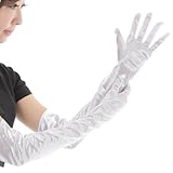 [ps.j] ロンググローブ グローブ コスプレ ウェディング サテン 手袋 ストレッチ (ホワイト)