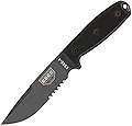 ESEE 4SCPTGB フルタンモデルナイフ 4つの鋸歯が付いたタクティカル固定刃 取り外し可能なブラッマイカルタハンドル ブラックの成形Kydexシース