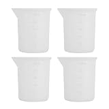 Wakaka 4個入り シリコン 計量カップ 100ml メジャーカップ 半透明 柔らかい 目盛付きカップ 調色パレット ハンドメイド レジンツール レジン道具