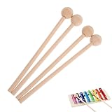 TVETE 【4本】木製マレット 木琴 バチ 握りやすい 子供用 スティック チャイム ベル バチ セット リズム練習用 子供 スティック 軽量 木製 パーカッション バチ 打楽器 部品 交換用 音楽教室 教材 スティック おもちゃ 楽器 アクセサリー 手作り 楽器 部品