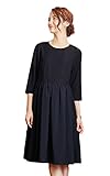 Angeliebe エンジェリーベ マタニティ ワンピース 授乳口付き 異素材 ワンピ 妊婦服 産前 産後 お宮参り 授乳服 S ～ M ネイビー 21664 21664101