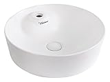 Whitehausコレクションwh71306 Isabellaプラスコレクションラウンド上マウントBasin with Single蛇口穴とセンターDrain ,ホワイト