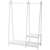 山善(YAMAZEN) ハンガーラック 下棚・中棚付き Aスタイルハンガー コンビ ホワイト 幅106.5×奥行39.5×高さ151cm ASH-C(WW/WH)