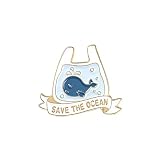 生き物 生物 ペット ブローチ バッチ ピンズ ((くじら 鯨 クジラ)ゴミ袋 SAVE THE OCEAN)