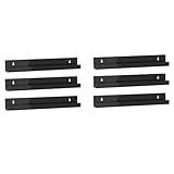 透明 レコードラック アクリル製 6個セット 壁掛け ウォールシェルフ棚 LPレコードィスプレイ マガジンラック レコード壁掛け棚 展示棚 簡単取付け (ブラック, 長さ30.5cm)