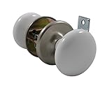 White Porcelain & Brushed Nickel Door Knob, Solid Elegant Door Knob Set with No Visible Screws for a