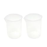uxcell ビーカー　メジャーカップ　計量カップ　高品質　ポリプロピレン　50mL　計量　クリア　プラスチック製　2個入り