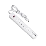 YKS コンセントタップ USB 雷ガード 3ピン式 AC 6個口 4ポート 1.8m 一括スイッチ/雷サージガード付 PSE適合 スマホ・タブレット対応 会社 自宅 旅行用 (白)