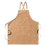 [FREESE] アウトドアエプロン ワークエプロン メンズ 【厚手・綿100%帆布】 キャンプ 焚き火 作業 DIY 料理 BBQ カフェ 美容師 前掛け 綿 キャンバス (ブラウン)