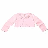 (フィーショー)FEESHOW ベビーカーディガン ボレロ キッズ 子供服 ワンボタン 長袖 ベビー上着 キッズ トップス 羽織 冷房対策 ピンク1 110