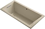 KOHLER 1121-W1-33 Underscore 60-Inch x 30-Inch Drop-In Bath with Bask Heated Surface and End Drain, 