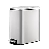 Smartbin 5L ステンレス製ゴミ箱 スリム 5リットル蓋つき ゴミ箱 ダストボックス 四角形 蓋付き ペダル式 ゴミ箱 おしゃれ キッチンゴミ箱 トイレゴミ箱 音無し指紋防止 生ゴミダストボックス トラッシュカン リサイクルカン リビング シルバー