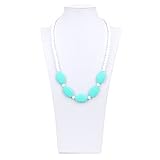 Nixi Sasso Teething Necklace, White/Turquoise by Bumkins