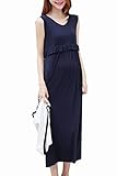Marshel マタニティ ワンピース ノースリーブ レディース 春夏 ネイビー XL