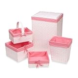 Redmon 5-Piece Hamper Set with Pink Liners in White by Redmon [並行輸入品]
