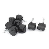 uxcell　キャスターホイール　グリップリング　2ホイール　オフィス椅子　スイベル　ブラック　8個入り 6mmx15mm