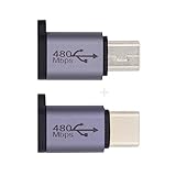 NFHK 2個/ロット USB2.0 Micro メス - Mini USB Type-C USB-C オス 電源アダプター 480Mbps データ チェーンホール付き