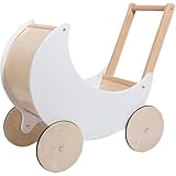 Kwueiit 乳母車 ホワイト 手押し車 人形遊び お母さんごっこ ベビーカー ワゴントイ 木製 知育玩具 ままごと 北欧デザイン おしゃれ 対象年齢 2歳以上 赤ちゃん