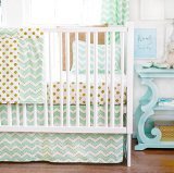 New Arrivals 3 Piece Crib Bed Set, Gold Rush in Mist by New Arrivals
