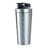 プロテインシェーカーボトル シェーカーボトル 目盛り ステンレススチール 500ml 750ml プロテインミックス プレワークアウト用 プロテイン シェーカーカップ 漏れ防止 シェーカーボール付き (750ml)