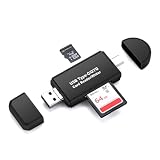 SDメモリー カードリーダー USBマルチカードリーダー 多機能 OTG SD/Micro SDカード両対応 Type-C/Microusb/USB接続 Windows/New Macbook/Huawei/Xperia/ASUS/Samsung/Androidなどの機種に対応 (Type-c端子とUSB2.0端子とMicroUSB端子3in1, ブラック)