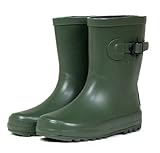 キッズ無地 レインブーツ 長靴 (20cm, カーキ)