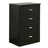 タンスのゲン 幅60-4段 スライドレール付 木製 チェスト ニューナポリ 背面化粧 収納家具 タンス ブラック 68010001 01