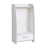 【地球家具】【キッズ収納】子供用 服かけ 安全設計 完成品  安心やわらかEVA素材 おしゃれなハンガーラック 日本製(ホワイト, スリム)