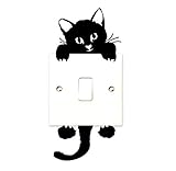 singleluciベビー保育園部屋猫ウォールステッカーライトスイッチステッカーデコレーションデカール Size: 20*14CM ブラック Singleluci-125