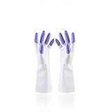 ラテックス手袋、Akeds の洗浄皿は家事をする防水オイル耐性の再利用可能なラテックス手袋生活、大きい、2ペア L (紫)