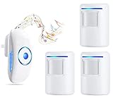 XunBang 人感センサー チャイム 防犯センサー ドア周り防犯用品 4段階の音量 36種類の呼出音楽 呼び出し呼び鈴 赤外線センサー搭載 動体検知 防犯アラーム 来客 配線工事不要 防災機能 訪問者 屋外防犯 盗難防止 自宅 玄関 ホテル 店舗 倉庫 事務所 工場 ナースコール介護 電池式 (受信機1個送信機3個)