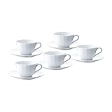 Noritake ノリタケ カップ & ソーサー セット (コーヒー ティー 兼用) 215cc シェール ブラン 電子レンジ対応 食洗器対応 5客 ファインポーセレン(プレミアムホワイト) F94887/1655