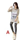 『Vision』マタニティウェア 服 　春秋冬 　 マタニティ 長袖　 ワンピース 妊婦服 授乳口付き　 P097 (XL, A)