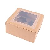 [エール] カップケーキ ボックス (10個セット) ケーキ 箱 (タイプB*クラフト)