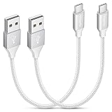 USB Type C ケーブル 白【ホワイト/0.27m/2本】etguuds 急速充電 QC3.0 タイプc ケーブル 30cm 高速データ転送 ショット cタイプ 短い 高耐久ナイロン Switch、Xperia XZ3 XZ2 XZ、Galaxy S20 S10 S9 A20 A21 Note 10 9 8、LG、Xiaomi, その他Android USB-C機器対応