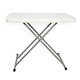 BQKOZFIN 折りたたみテーブル ダイニングテーブル ポータブル昇降テーブル 3つの高さ調整 幅76×奥行50×高さ(57-64-74)cm 子ども用学習テーブル 2~4人 ホワイト