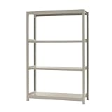 スチールラックのキタジマ 軽量 軽中量棚150kg 単体 幅120×奥行60×高さ180cm 4段 アイボリー 150kg/段