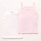 Petit Bateau (プチバトー)  1×1ライトピコレース キャミソール 2枚セット ライトピンク×ホワイト (3A)