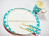 ベビー 子供 メラミン食器4Pセット SAX 水色