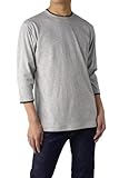[FLAG ON CREW] (フラグオンクルー) 7分袖 Tシャツ メンズ 無地 カットソー ダブルネック レイヤードネック 大きいサイズ / D1F / 3L 杢グレー・mixgray